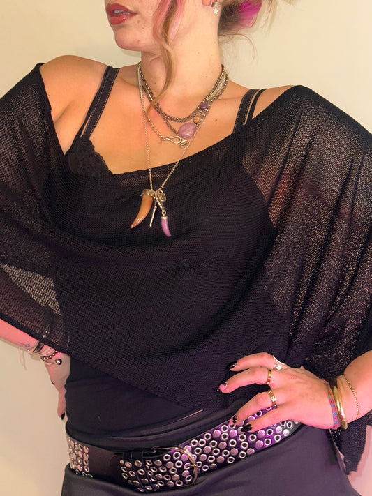 black knit poncHO