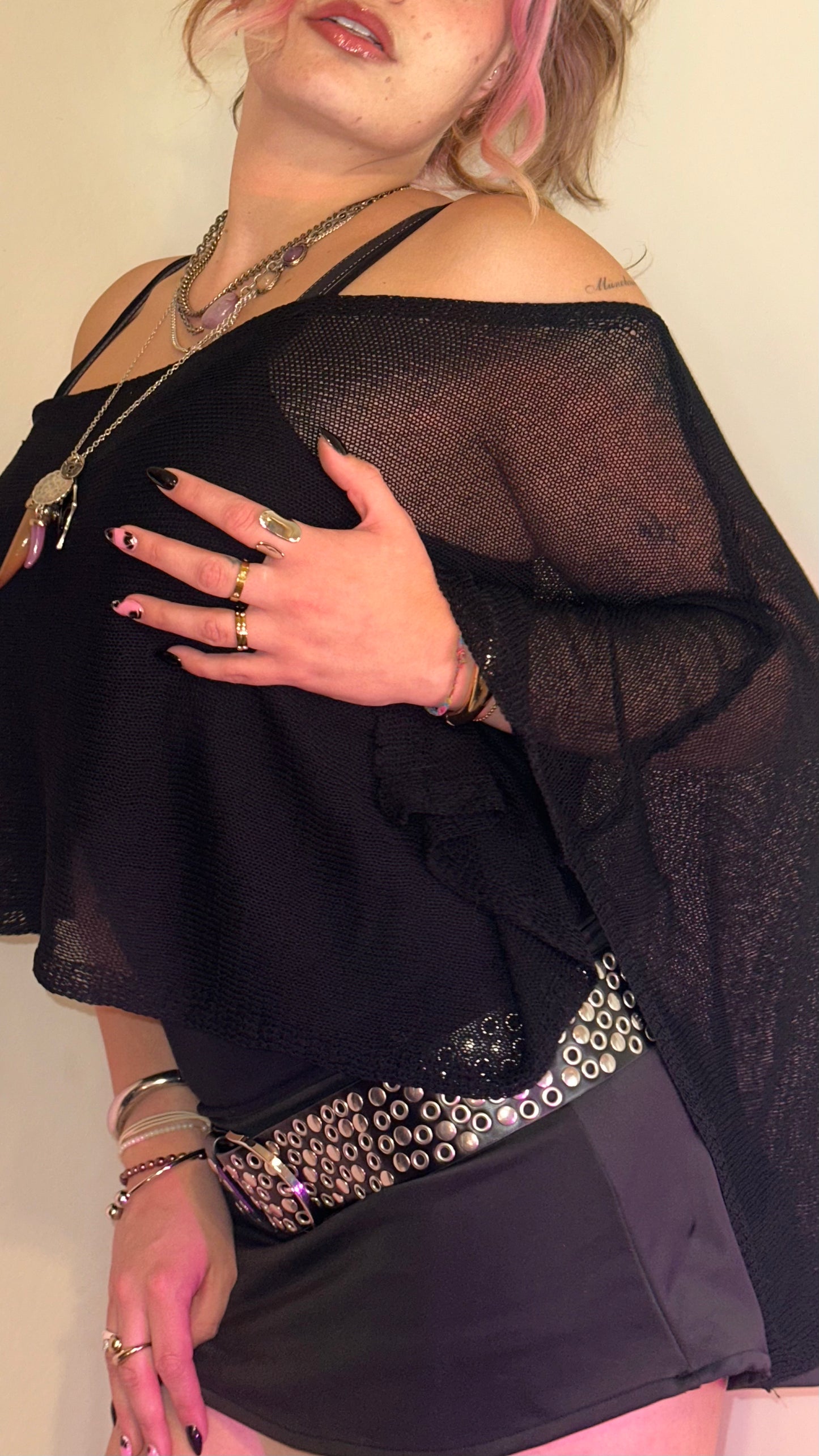 black knit poncHO