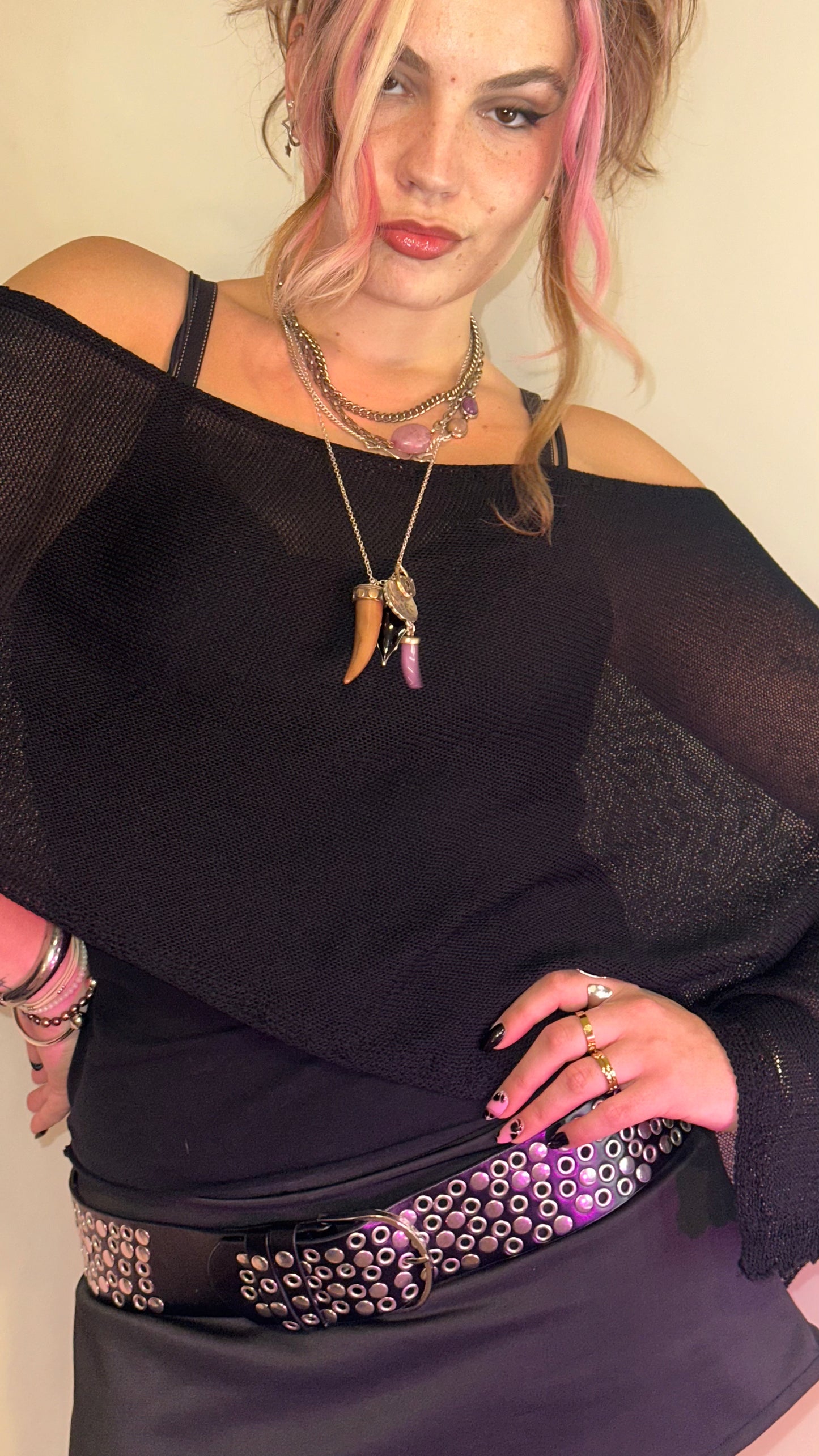 black knit poncHO
