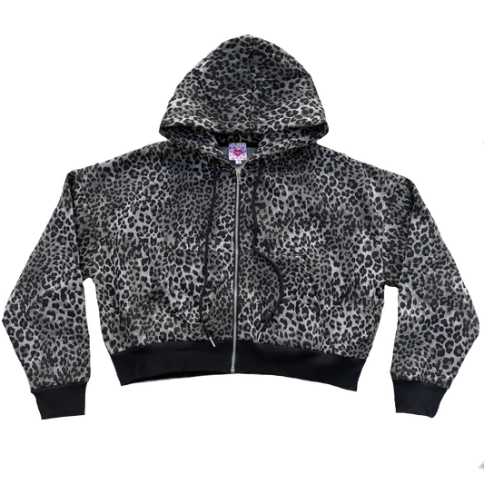Snow Leopard Plush Zip-Up Jacket