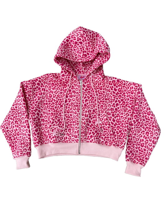 Leopard Plush Zip-Up Jacket